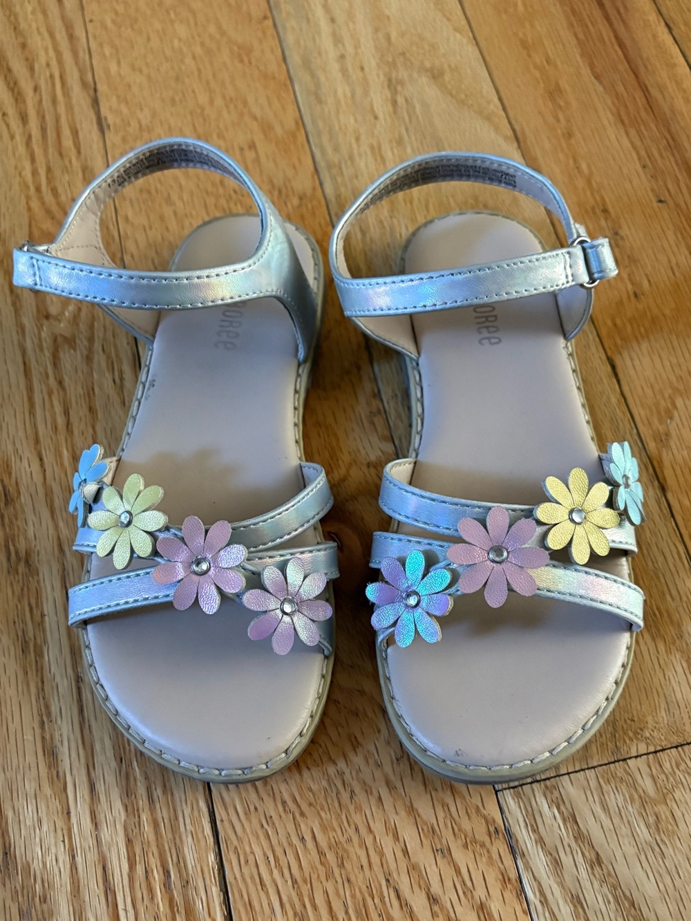 Gymboree Girls' Iridescent Multicolor Flower Strap Sandals